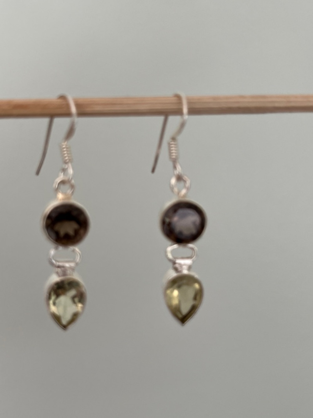 Lemon Quartz and Smoky Quartz Drop Earrings